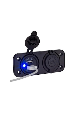 Çift Usb Araç Şarj Soketi Ve Çakmaklık 2.1a/1a - 12 V Marin Ve Karavan