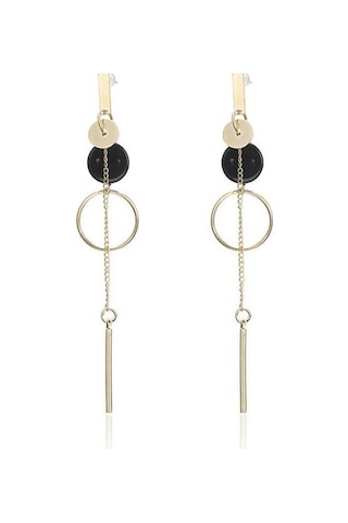 Flybuy Ve Tek Tasarım Şık Renk, Malzeme, Küpe Gümüş Gold Çizgi Altın Alaşım - Xn Gold