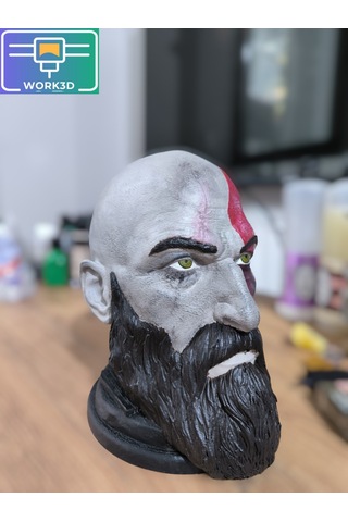Kratos Figürü Dekoratif Obje & Kulaklık Standı 3d Baskı El Yapı