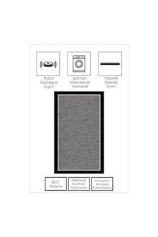 West Home Dijital Baskı Yıkanabilir Kaymaz Taban Salon Halısı Mutfak Halısı Yolluk Wh 478 Grey