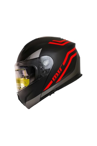 Mts 966 WX20 Red Çene Açılır Kask Kırmızı - Mat Siyah