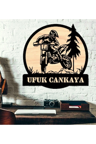 Kişiye Özel Motocross Motorsiklet Temalı Ahşap Duvar Tablo