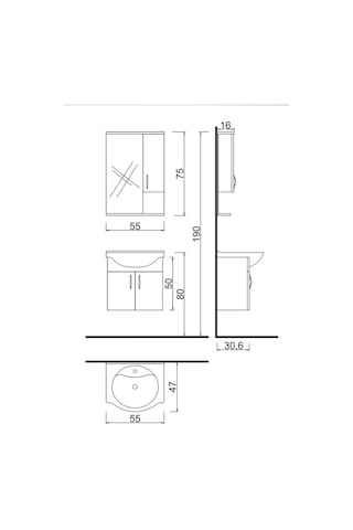 Denko Akyazı 55 Cm Mdf Banyo Dolabı Takımı Çok Renkli