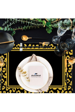 Siyah Büst Detaylı Amerikan Servis 4'lü Set 35x50cm Keten, Ulusl. Yıkama Ve Solmama Sertifikası Çok Renkli