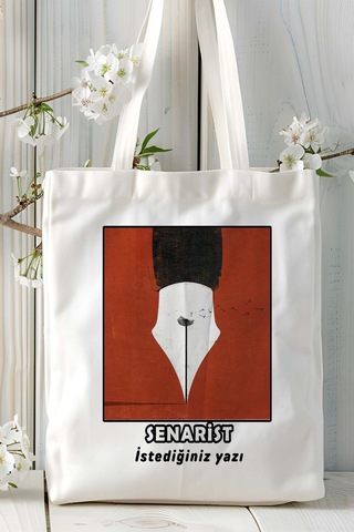 Art Hediye Senarist Baskılı Bez Omuz Çantası Kişiye Özel Model 6 Çok Renkli