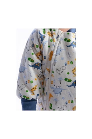 Çift Kat Organik Pazen Kız - Erkek Çocuk Uyku Tulumu 2.5 Tog Beyaz - Mavi