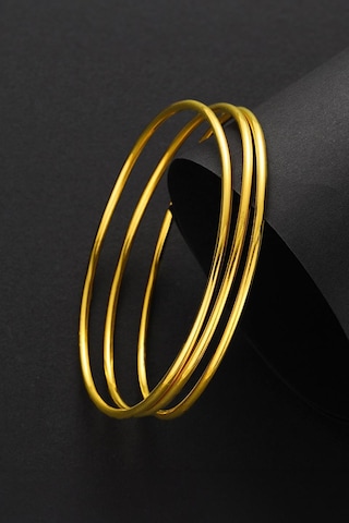 Chavin 3 Adet Gold Çelik Ajda Bilezik Halka Bayan Bileklik Ev10sr Gold