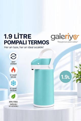 1.9lt Galerıyo Airpot Termos Yesıl Açık Yeşil