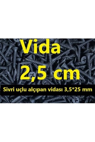 Vida 2.5 CM (100 Adet)- Sivri Uçlu Alçıpan Vidası 3.5X25 MM Ar.10 N11.55424 Vida 2.5 CM (100 Adet)- Sivri Uçlu Alçıpan Vidası 3.5X25 MM Ar.10 N11.55424