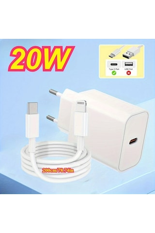 Honeybeeshop İphone 20w Hızlı Şarj Cihazı Ve 2m Lightning Kablo Pd3 0 Usb C İphone İpad Uyumlu