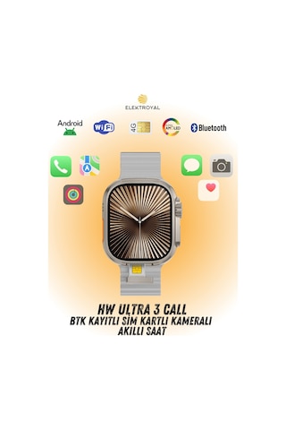 Wearfitpro Hw Ultra 3 Call Btk Sim Kartlı Kameralı Yapay Zeka Android Amoled Ekran Akıllı Saat