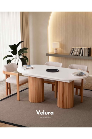 Almina Yemek Odası Takımı Yemek Masası + 4 Adet Sandalye Beyaz