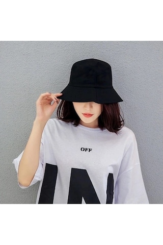 Eleven Markets Düz Siyah Kova Şapka Balıkçı Şapka Bucket Hat (546090007)