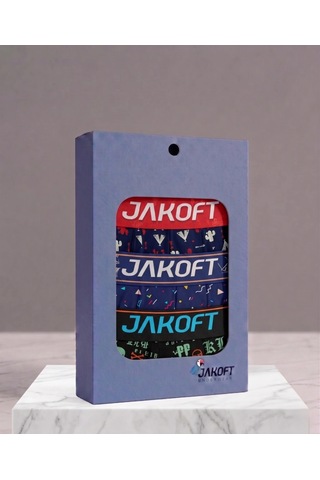 Jakoft Classic Pamuklu Erkek Boxer 3'lü Paket Desenli