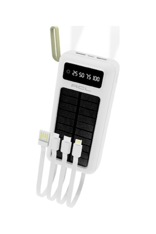 Acl Pw-61 30.000mah Güneş Enerjili Powerbank Beyaz 5 Cihaz Aynı Anda Şarj Usb-c & Lightning & Mi BEYAZ