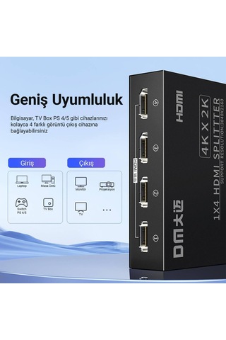 Lexroo Chb079 4k 30hz 1 Giriş 4 Çıkış Hdmı Splitter Çoklayıcı