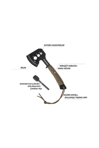 Workpro Wp383002 250mm Çok Fonksiyonlu Kamp Baltası + Magnezyum Ateşleyici Fr Wp383002