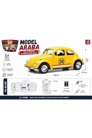 Classic Br Sarı Şarjlı Uzaktan Kumandalı Model Araba 25 Cm