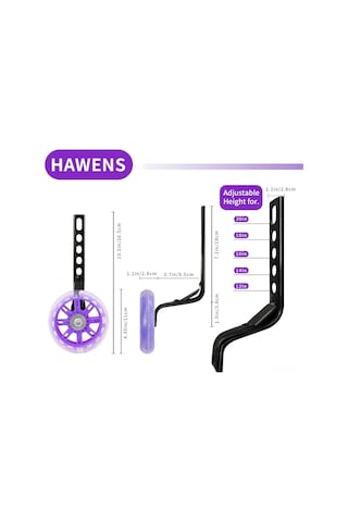 Geeroyoo Çelik Ve Plastikten Yapılmış, 7 Renk Seçeneği İle 5.3 İnç Jantlı Bisiklet Eğitim Tekerlekleri Seti Mor