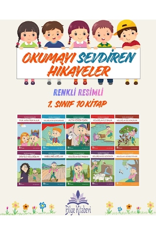 1. Sınıf Okumayı Sevdiren Renkli Resimli Hikayeler 7 - 10 Kitap