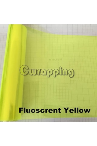 Floresan Sarı- 40 Cm X 150 Cm-oto Araba Tonu Far Arka Lambası Sis Işık Vinil Duman Film Levhası Etiket Kapak Araba Şeki