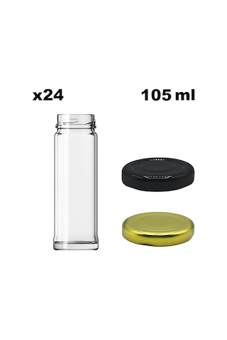 Afracam 105 Ml Metal Kapaklı Şeffaf Tuzluk Cam Kavanoz 24 Adet Siyah