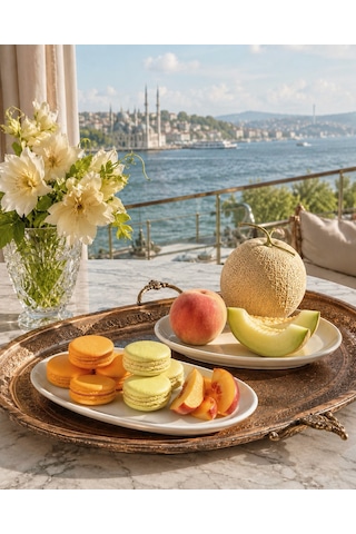 Bal Kavunu Ve Şeftalili El Yapımı Fransız Makaronu 12'li Premium Hediye Kutusu