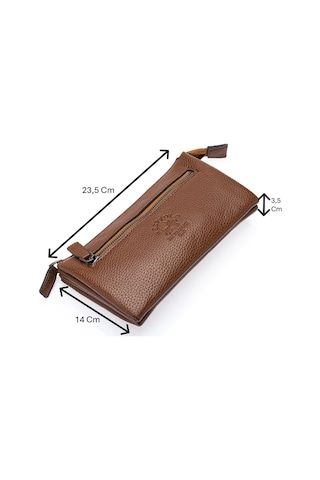 Westpolo Vegan Deri Şık Ve Fonksiyonel Bilek Tutamaçlı Unisex El Çantası - 5019 Taba