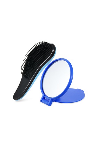 Yifomall Renkli Saç Tarak Seti: Masajlı, Dolaşmayı Önleyen Plastik Tarak Ve Aynalı Kombinasyon - Mavi
