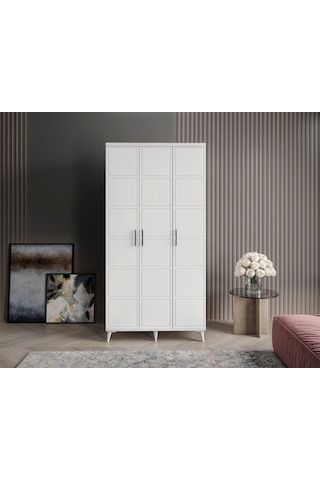 GuneyStore Milano 3 Kapaklı Komple Mdf Beyaz Gardırop