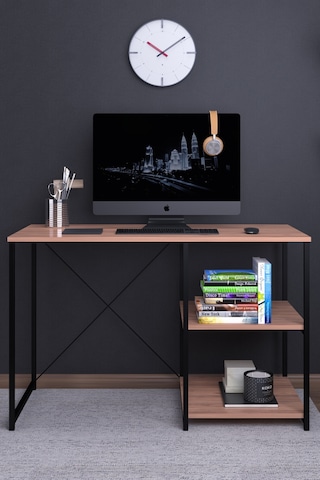 Atlas 120 Cm Raflı Çalışma Masası Bilgisayar Masası Ofis Ders Masası Atlantik Çam