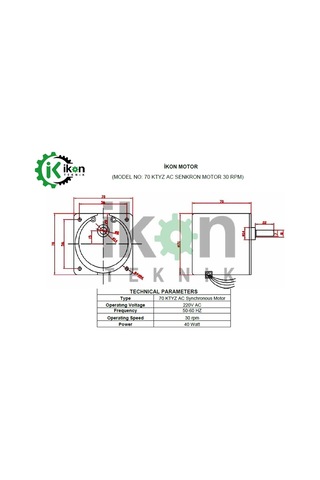 70ktyz 40w 30rpm Tek Fazlı Mikro Dişli Sabit Mıknatıs Ac Senkron