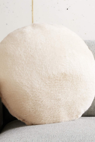 Cb2 Yuvarlak Fildişi Beyaz Suni Kürk Yastık 40 Cm, Süper Yumuşak, Lüks Dokunuş Bej 40 X 40