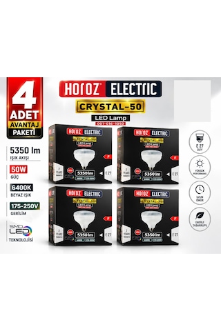 4 Adet Horoz 50w Crystal-50 Led Torch Byük Ampul 6400k Beyaz Işık