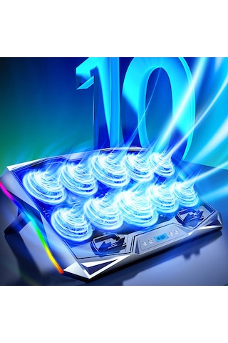 10 Fanlı Rgb Işıklı Gaming Bilgisayar Labtop Soğutucu 7 Kademeli