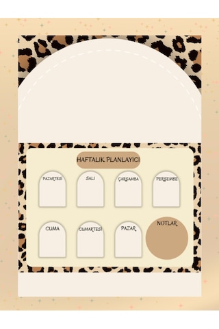 Leopar Desenli Haftalık Planlayıcılı Not Defteri Setimiz A4-a5 Blok Not- Notepad-okul Çok Renkli