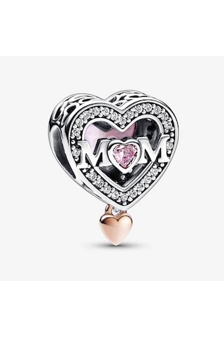 Nur Silver İki Renkli Kafes İşi Mum Ve Kalp Gümüş Charm Nur-ch00007 Çok Renkli