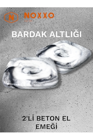 2 Li Beton Bardak Altlığı Betonun Şıklığı El Emeğinin Değeri Siyah Siyah