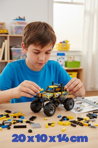 199 Parça Sarı Çek Bırak Off-road Model Yapı Taşı Seti 20 X 10 X 14 Cm