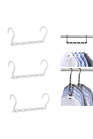 Microcase 5 Delikli Çok İşlevli Katlanabilir Askı Düzenleyici Organizer 3 Adet Al5358 Beyaz