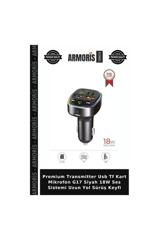 Premium Transmitter Usb Tf Kart Mikrofon G17 Siyah 18w Ses Sistemi Uzun Yol Sürüş Keyfi