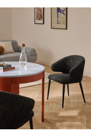 Celıa Bouclé Kollu Sandalye Midcentury Tarzında Şıklık Ve Konfor Siyah