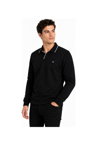 Advante Erkek Mevsimlik Spor Polo V Yaka Sweatshırt Bgl-st05469 Siyah