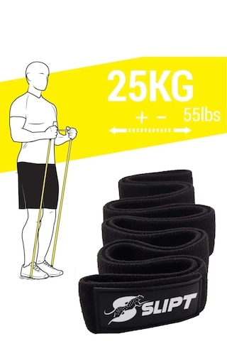 25 Kg Orta Sert Loop Direnç Bandı Siyah Fitness Pilates Egzersiz Lastiği