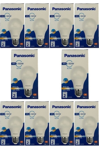 Panasonic 8,5w 60w 6500k Beyaz Işık E27 Duylu Led Ampul 10 Adet