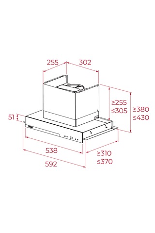 Teka Integra GFI 67350 EOS IX 60 Cm A+ 746 M³/SA Turbo Emiş Güçlü Dokunmatik Gömme Aspiratör Inox - Siyah