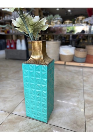 Metal Yeşil Vazo 60 18 Cm