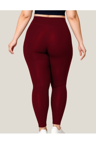 Alya Underwear Büyük Beden Tayt Dalgıç Kumaş Yüksek Bel Bordo