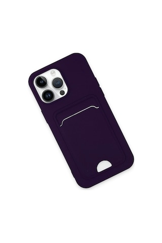 Newface Apple iPhone Uyumlu 14 Pro Max Kılıf Kelvin Kartvizitli Silikon - Semeglbl - 19 Derin Mor