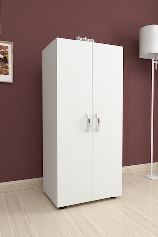 Bofigo 3 Raflı 2 Kapaklı Klasörlük Dolabı Mutfak Dolabı Banyo Dolabı Çok Amaçlı Dolap Fulya Beyaz